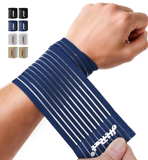 HiRui 2-Pack High-Elastic Wrist Support Straps Wrist Compression Bandage - Wrist Wraps Wristbands for Carpal Tunnel Arthritis Tendonitis Weightlifting Tennis Basketball - Breathable Soft (Navy Blue)