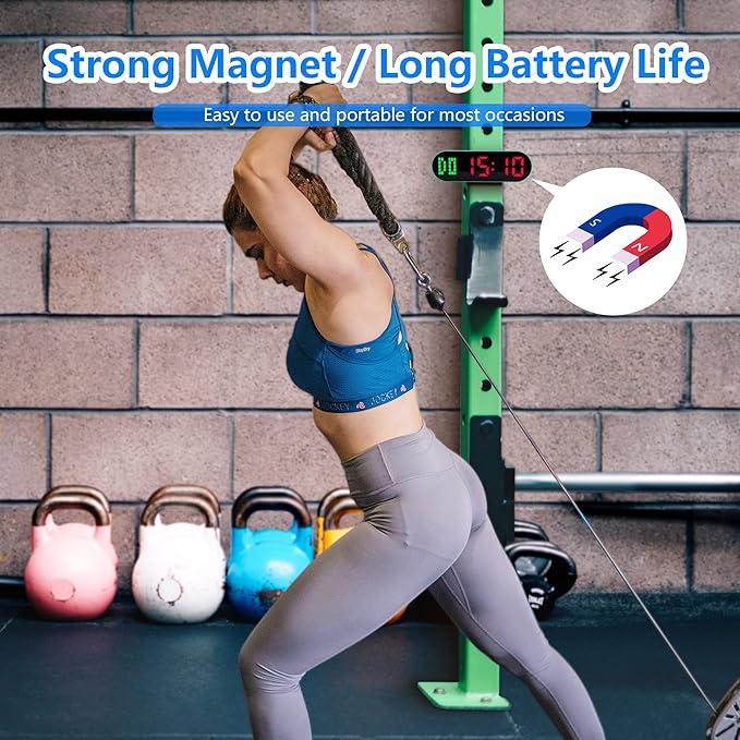LUCORB Portable Gym Timer for Home Gym Interval Timer for Workout with Time Progress Bar/Rounds, Workout Clock for Boxing HIIT Tabata Emom Fitness Rechargeable Battery Powered…