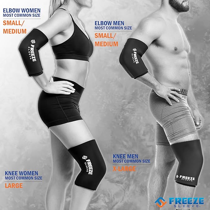 FreezeSleeve Ice & Heat Therapy Compression Sleeve- Reusable, Flexible Gel Hot/Cold Pack, 360 Coverage for Knee, Elbow, Ankle, Wrist- Black, XX-Large