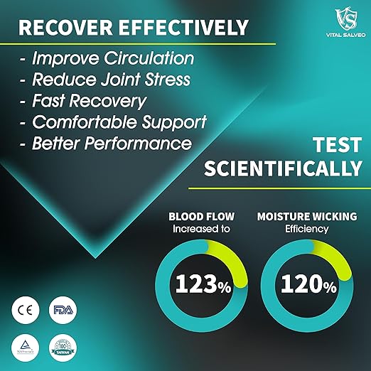 VITAL SALVEO-Compression Recovery Knee Sleeve/brace C3-COMFORT, Pain Relief, Protects Joint - Ideal for Sports and Daily Wear (1 Pair)/L