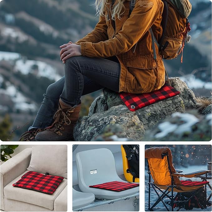 24x20Inch Stadium Seat Heating Pad, Battery Heated Outdoor Chair Cushion for Camping,Stadium,Office or Home, (Battery NOT Included).