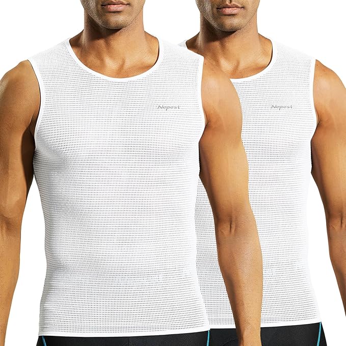Nepest Mens Vests/Short Sleeve Biking Base Layer Mesh Sleeveless Cycling Baselayer Bicycle Ultralight Undershirts