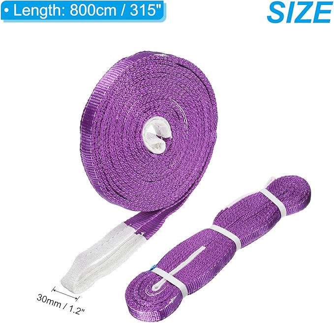 PATIKIL Lifting Slings Straps, 1 Pcs Polyester 26ft Heavy Web Slings Duty Flat Lifting Belts Pull Lifting Straps Slings Mount(2204lbs), Purple