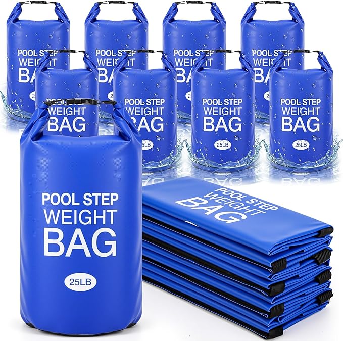 Soulchen 8 Pack Pool Ladder Weights, Heavy Duty Universal Pool Step Weights Sand Bags with Handles for Above Ground Swimming Pools, Durable Waterproof Foldable (10l/25lb)
