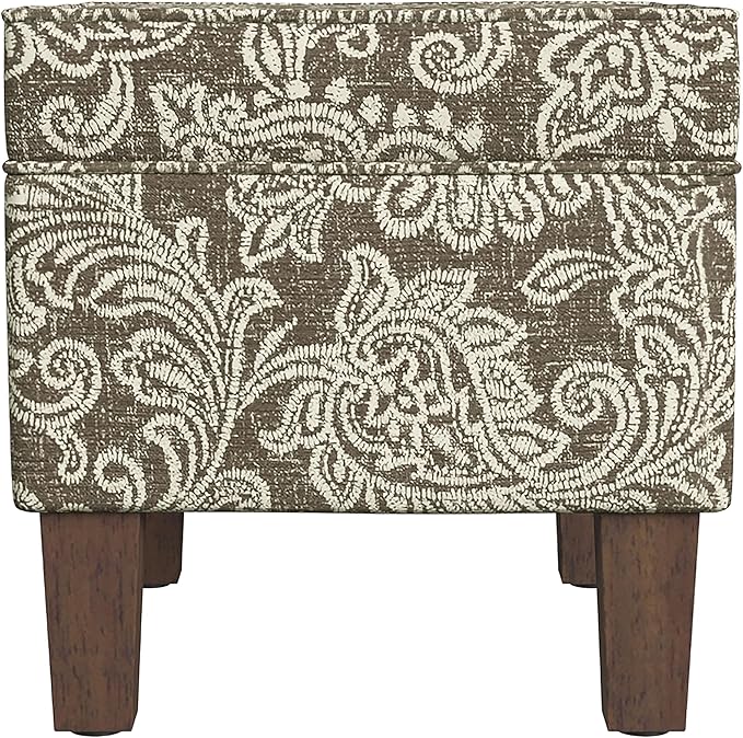 Home Decor | Dinah Collection Modern Storage Ottoman | Ottoman with Storage for Living Room & Bedroom(Brown Jacobean Print)