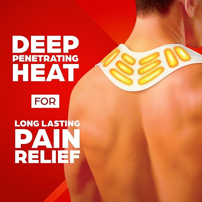 ThermaCare Heat Wraps for Neck & Shoulder Pain Relief - Portable Adhesive Heating Pads with 16-Hour Therapeutic Heat - Drug-Free Muscle & Joint Soothing Patches (5-Count)