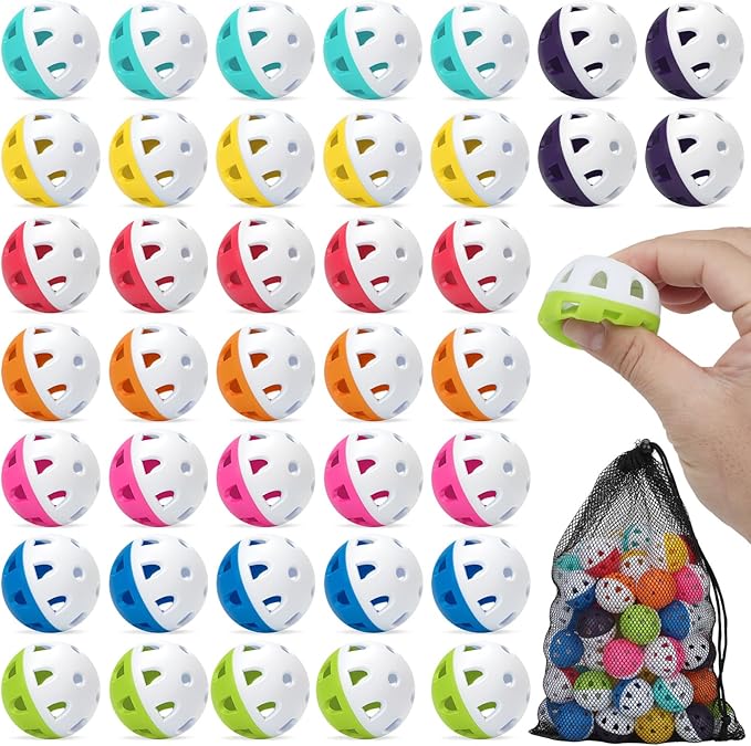 Coopay 20/40/80 Pack Mini Plastic Practice Baseballs, 1.65inch Small Soft Training Balls with Drawstring Bag for Baseball Hitting, Pitching & Batting Training, Indoor & Outdoor