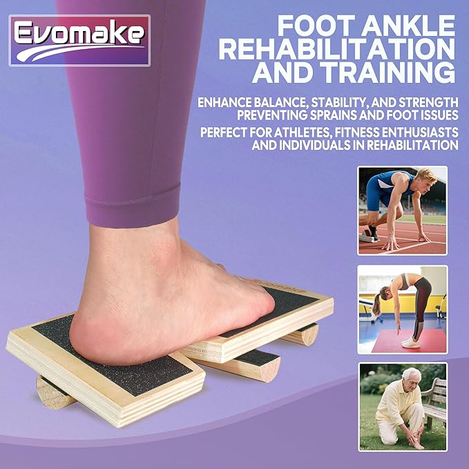 Ankle Balance Board - Foot Strengthener for Plantar Fasciitis, Foot Arch Stretcher, Sprained Ankle Recovery, Stability Exercises & Posture-Correction | Single-Leg | Non-Slip | AKS-2506H
