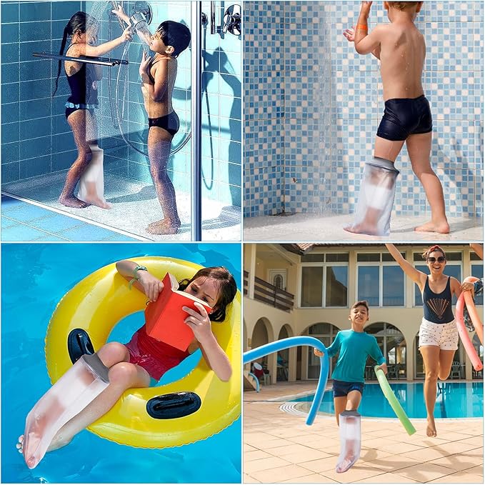 Zoyehoo Waterproof Cast Covers for Shower Leg Kids, Watertight Cast Protector for Shower Leg Kids Teens Shower Bag after Foot Ankle Surgery to Keep Bandage Dressing Wound Dry, Reusable