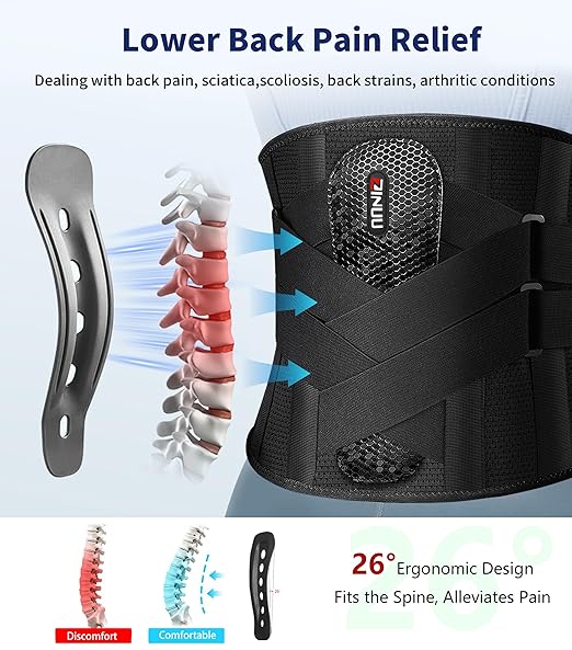 Dual X-Back Brace for Lower Back Pain Relief with Bionic Support System, 8X Powerful Lumbar Support Belt for Men & Women, Breathable Mesh Design, Adjustable Back Support Belt with 3D Lumbar Pad for Sciatica, Heavy Lifting, Work, Gifts for Mom Dad