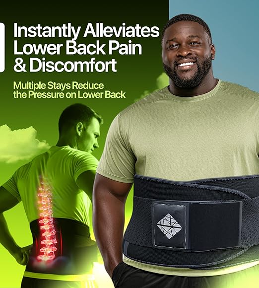 Plus Size Back Brace for Lower Back Pain Relief – Adjustable Lumbar Support Belt for Women & Men, Lower Back Support for Herniated Disc, Sciatica & Heavy Lifting, Workout Back Support Brace, Size 3XL