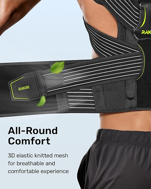 Rakiie Posture Corrector for Women and Men, Adjustable Back Brace with Underarm Pain Relief Strap, Breathable Shoulder Straightener For Hunchback, Neck, Mid and Upper Back Support, S