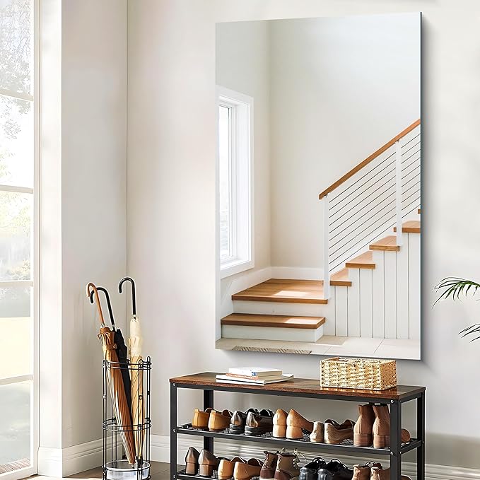 Frameless Mirror, 60x36 Large Bathroom Mirrors for Wall, Upgraded Shatterproof Rectangle Vanity Mirror Over Sink with Polished Edge for Bathroom,Bedroom,Living Room and Entryway