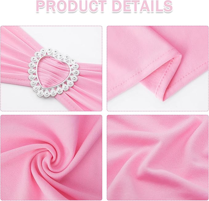 Howhic Pack of 30 Spandex Chair Sashes Bows Stretch Chair Cover Band with Buckle Slider Universal Elastic Chair Ties for Wedding Banquet Party Event Decoration (Pink)