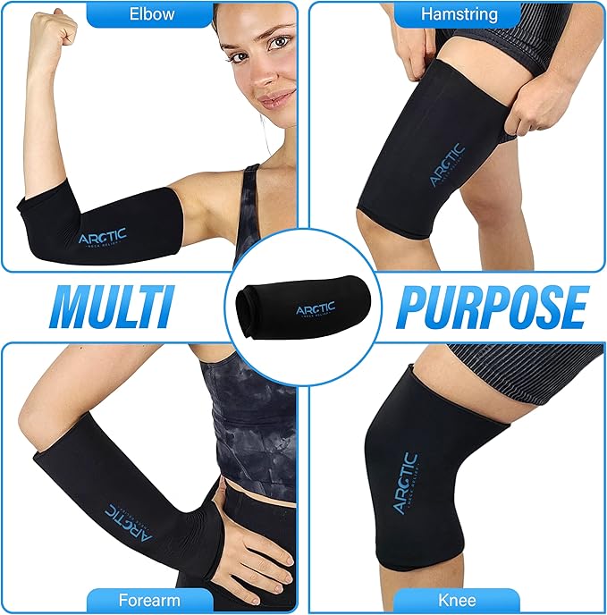 2 Pack | Premium Elbow Ice Pack Wrap & Knee Ice Pack Wrap - Ice Sleeves, Reusable Gel Ice Wrap, Elbow Cold Compression, (Large)