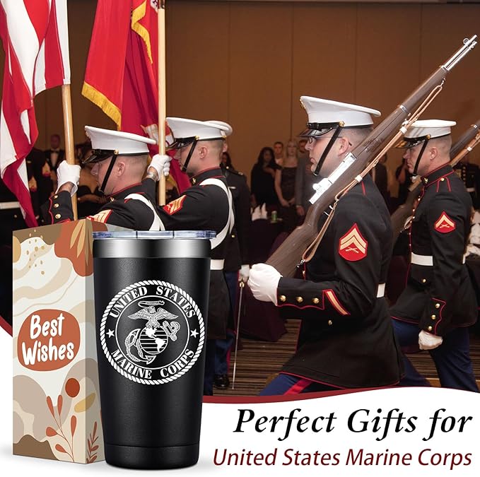 Marine Corps Gifts for Men - USMC Anniversary Christmas Military Gifts for Men - United States Marine Corps Tumbler Cup 20 oz