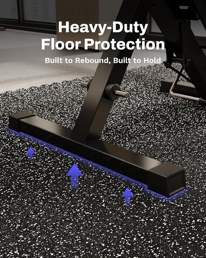AIRHOP 0.56in Thick 48 Sq Ft Exercise Equipment Mats, 12 Tiles Upgraded Rubber Top with High Density EVA Foam, Large Interlocking Puzzle Gym Flooring for Home Gym, Heavy Weight Workout, 24 x 24in