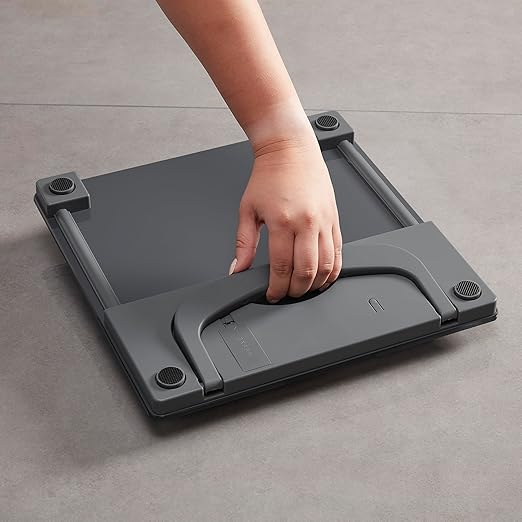 Taylor Digital Scale with Built-in Folding Handle, The Ultimate On-The-Go Portable Bathroom Scale for Body Weight, Convenient and Space-Saving Minimalist Scale, 440 lb Capacity, Steel Blue