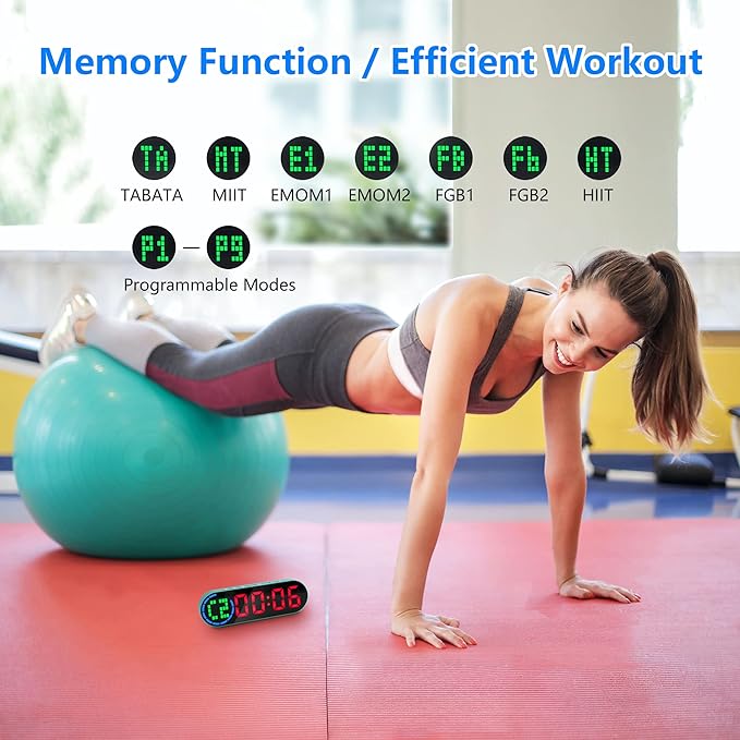 LUCORB Portable Gym Timer for Home Gym Interval Timer for Workout with Time Progress Bar/Rounds, Workout Clock for Boxing HIIT Tabata Emom Fitness Rechargeable Battery Powered…