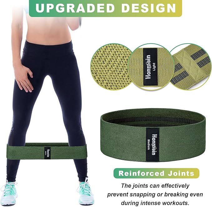 Honmein Resistance Bands for Working Out, 3 Levels Exercise Bands Workout Bands Set for Women Men, Hip Legs Booty Bands for Home Fitness, Gym, Yoga, Pilates