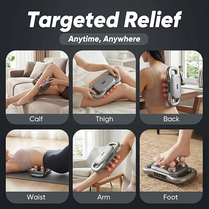 Deep Tissue Massage Gun – 16 Heads, 9 Speeds & 3 Modes, Quiet Brushless Motor, 1800mAh Type-C Rechargeable Handheld Percussion Massager for Athletes, Back/Neck/Shoulder/Leg Muscle Relief, Carry Case