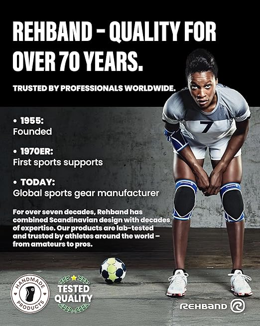 Rehband Knee Pads for Volleyball, Handball & Indoor Sports, Neoprene Knee Sleeve Protector, Comfortable & Snug Fit, Shock-absorbing Sports Knee Pads Unisex, Colour:Steel Grey, Size:Large