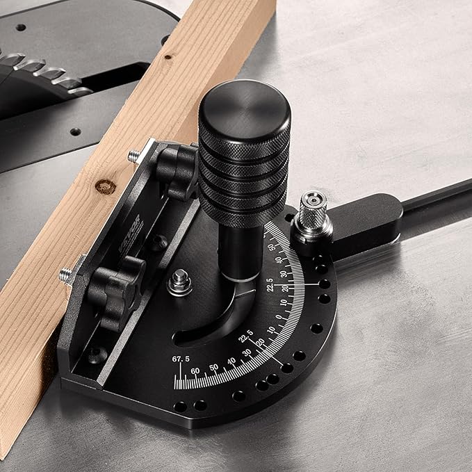 VEVOR Precision Miter Gauge, Standard Slot 3/4'' x 3/8'', Aluminum Alloy Table Saw Miter Gauge with 15 Angle Stops Adjustable Spring Loaded Plunger and Removable Disc, for Woodworking Tool Table Saw