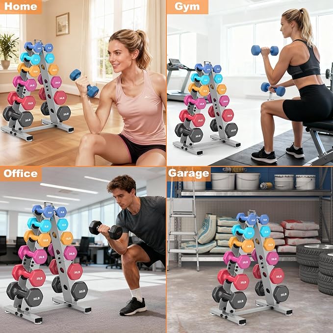 TomCare 6-Tier|5-Tier|4-Tier Dumbbell Rack Stand Only, Weight Rack for Home Gym Storage Stand for Weights Metal A-Frame Strength Training Dumbbell Holder with Handle (Dumbells not Included)