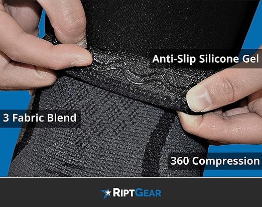 RiptGear Knee Compression Sleeve - 2 Pack - Braces for Knee Pain - Compression for Arthritis, Meniscus Tear, Running - Support for Women and Men - Sleeves Weightlifting (Large, Gray (2 Pack))