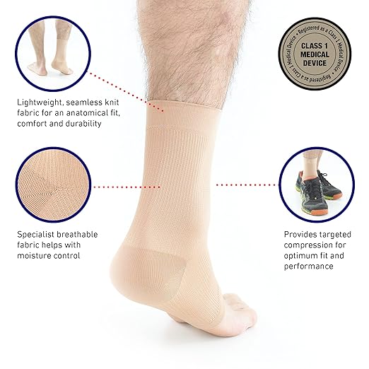 Neo-G Airflow Ankle Compression Sleeve - Sports, Daily Wear - Compression Ankle Brace, Tendonitis Support, Compression Ankle Support for Weak Ankles and Joint Pain - Airflow - XL – Beige
