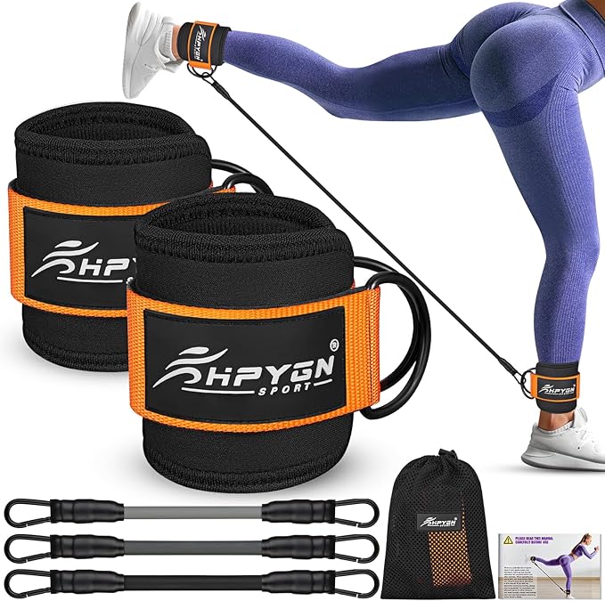 HPYGN Ankle Resistance Bands, Ankle Bands for Working Out with Cuffs, Resistance Bands for Leg Butt Training Workout Equipment for Kickbacks Hip Gluteus Training, Ankle Strap with Exercise Bands