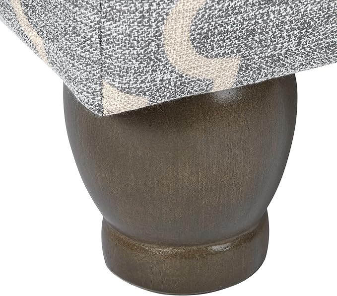 Home Decor | Upholstered MediumRectangular Storage Ottoman | Hinged Lid Ottoman with Storage for Living Room & Bedroom,Gray Geometric