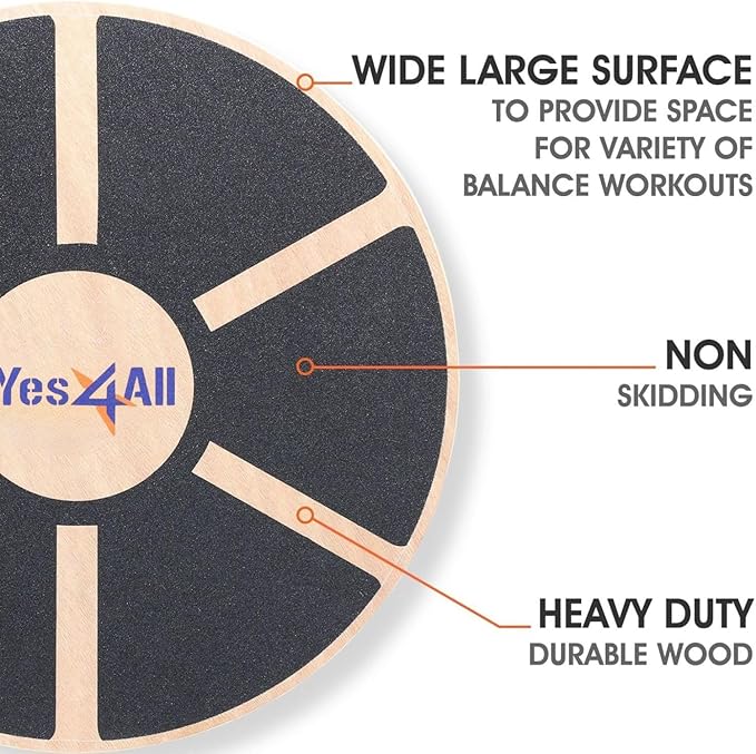 Yes4All 300lbs Wooden Wobble Board, 360-Degree Balance Board for Adults, Stylish Balance Trainer with Anti-Skid Texture