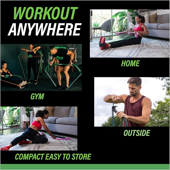 Gorilla Bow Original All-in-One Portable Home Gym System, Professional-Grade Resistance Band Bar for Strength Training, HIIT & Full Body Workouts, Resistance training system for Home, Travel & Outdoor