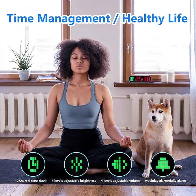 LUCORB Portable Gym Timer for Home Gym Interval Timer for Workout with Time Progress Bar/Rounds, Workout Clock for Boxing HIIT Tabata Emom Fitness Rechargeable Battery Powered…