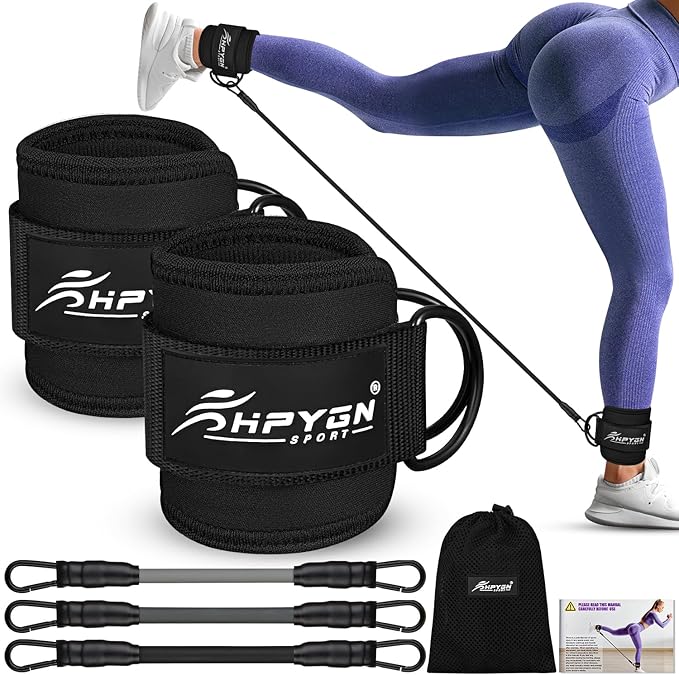 HPYGN Ankle Resistance Bands, Ankle Bands for Working Out with Cuffs, Resistance Bands for Leg Butt Training Workout Equipment for Kickbacks Hip Gluteus Training, Ankle Strap with Exercise Bands