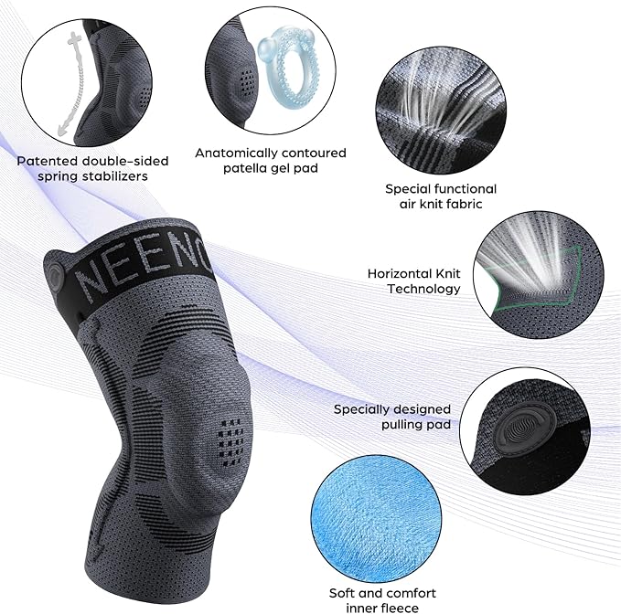 NEENCA Kids Knee Brace Sleeve, Youth Knee Compression Sleeve for Children - Boys & Girls. Child Knee Support with Patella Gel Pad & Side Stabilizers for Knee Pain, Sports, Outdoor -Black