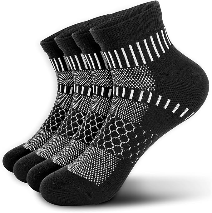 IRAMY Ankle Compression Socks for Men Women Cushioned Running Athletic Socks Plantar Fasciitis Relief 2/4/6 Pairs