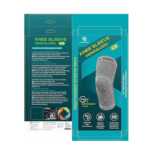 VITAL SALVEO-Compression Recovery Knee Sleeve/brace C3-COMFORT, Pain Relief, Protects Joint - Ideal for Sports and Daily Wear (1 Pair)/S