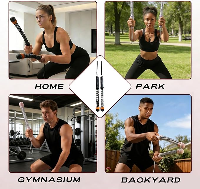 Adjustable Ropeless Battle Ropes for Home Gym, Portable and Quiet Training Rope for Men & Women, Variable Resistance System for Strength, Low Impact Cardio and HIIT Workouts (Pink)