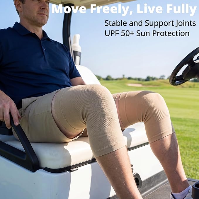 Knee Compression Sleeves, 1 Pair, Can Be Worn Under Pants, 20-30mmHg Strong Support Knee Brace for Unisex, Knee Support for Meniscus Tear, Arthritis, Pain Relief, Injury Recovery, Daily Wear,Beige XXL