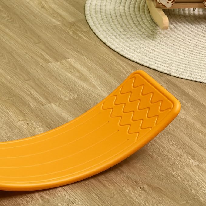 Qaba 32" Balance Board Kids, Wobble Board for Kids Toddlers, Curvy Rocker Board, Ended Preschool Learning Montessori Waldorf Toy, Ages for 3-6 Years Old