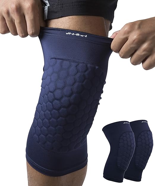 HiRui Knee Pads for Kids Youth Adult, Basketball Baseball Knee Brace Knee Support, Collision Avoidance Kneepad Compression Knee Sleeve for Volleyball Football Cycling Running-1Pair (Navy Blue, M)