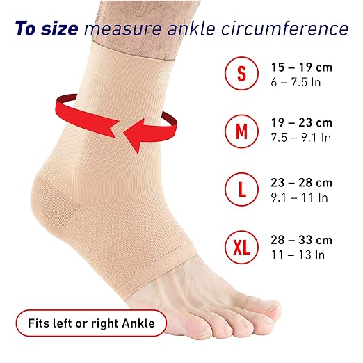 Neo-G Airflow Ankle Compression Sleeve - Sports, Daily Wear - Compression Ankle Brace, Tendonitis Support, Compression Ankle Support for Weak Ankles and Joint Pain - Airflow - XL – Beige