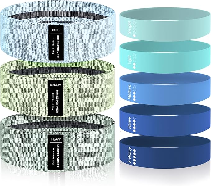 HIMESPORNER Wide Fabric Resistance Bands for Working Out, 3 Level Non-Slip Exercise Booty Bands for Women & Men Leg and Glutes with Hair Ties and Tape Measure - for Home Gym Workout, Yoga, Pilates