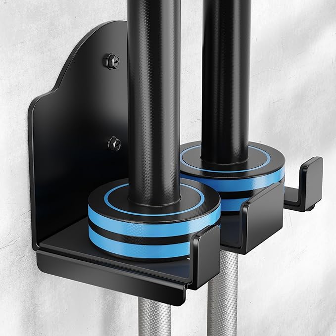 Olympic Barbell Wall Rack Holder - Heavy Duty 66lbs Weight Storage Mount with EVA Pads