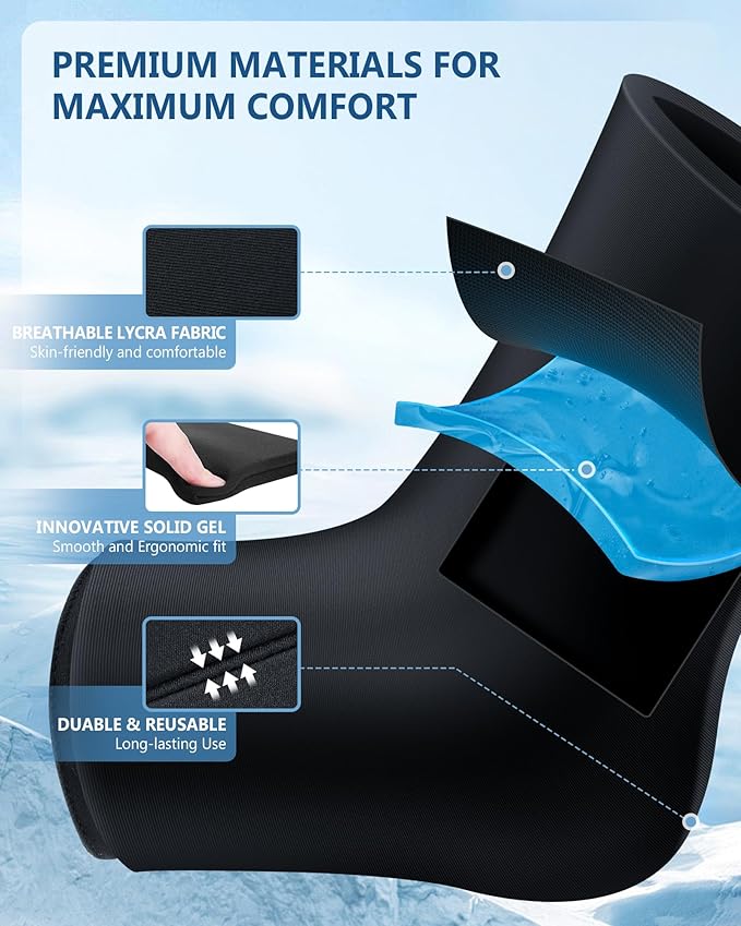Ankle Foot Ice Pack Wrap for Injuries, Reusable Gel Ice Pack for Hot & Cold Therapy, Cold Therapy Compression Sleeve for Achilles Tendonitis,Plantar Fasciitis,Swelling,Sprained,Pain Relie