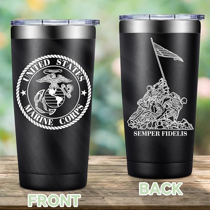 Marine Corps Gifts for Men - USMC Anniversary Christmas Military Gifts for Men - United States Marine Corps Tumbler Cup 20 oz