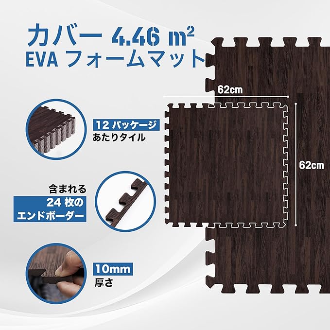 Yes4All EVA Interlocking Mats, Puzzle Floor Tiles, Foam Floor Padding with Border for Furniture, Home Space, Living Room, Garage