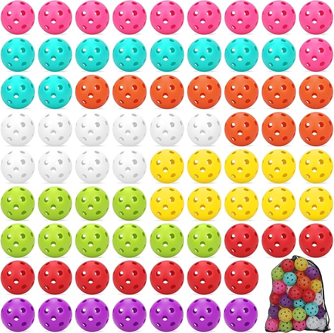 Coopay 20/40/80 Pack Mini Plastic Practice Baseballs, 1.65inch Small Soft Training Balls with Drawstring Bag for Baseball Hitting, Pitching & Batting Training, Indoor & Outdoor